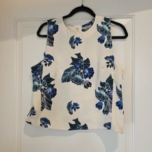 H&M Blue Floral Blouse - Cream Base